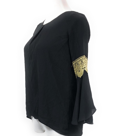 NY Collection Bell Sleeve with Gold Trim - Picture 4 of 8